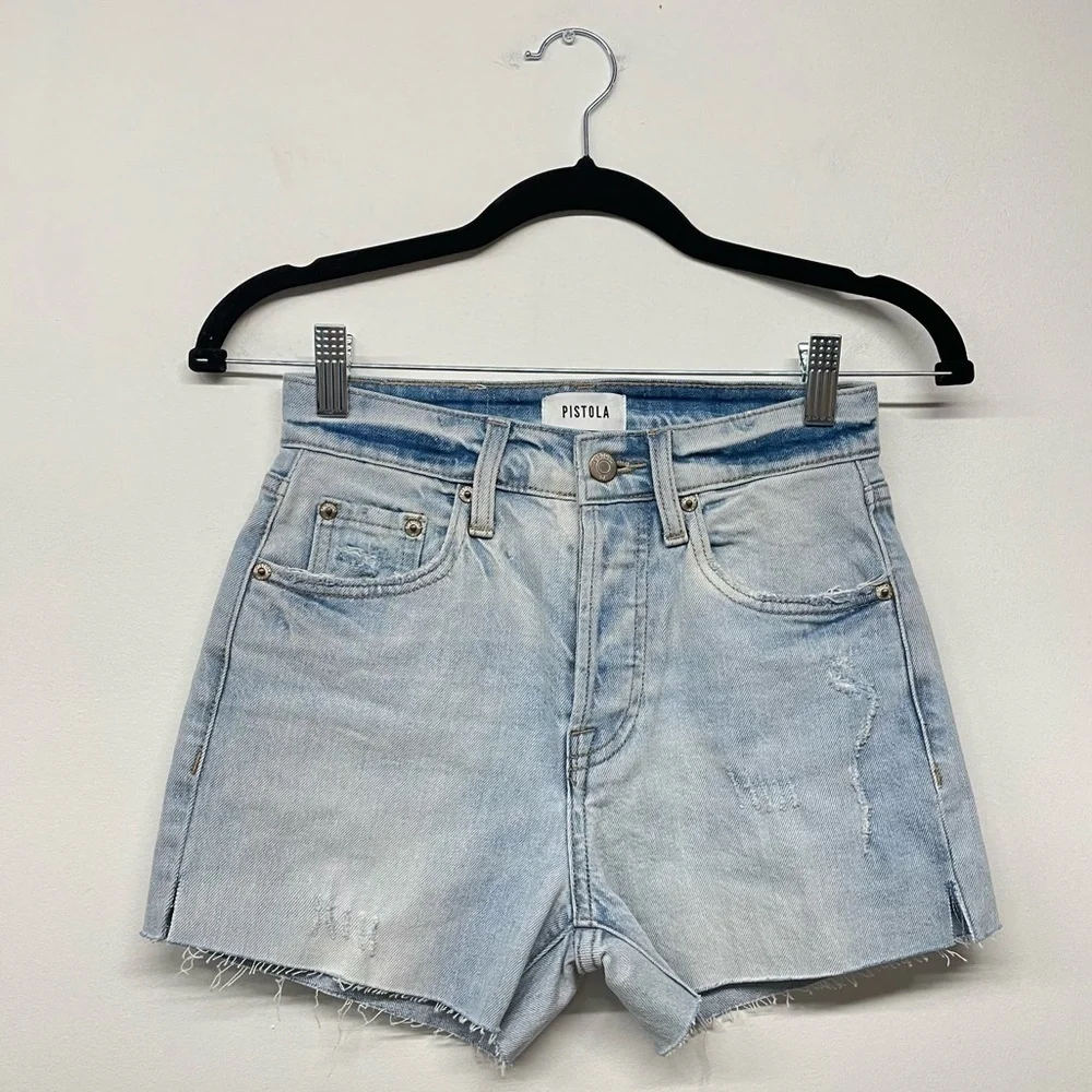 NWT Pistola Denim Nico High Rise Mom Distressed Shorts Light wash